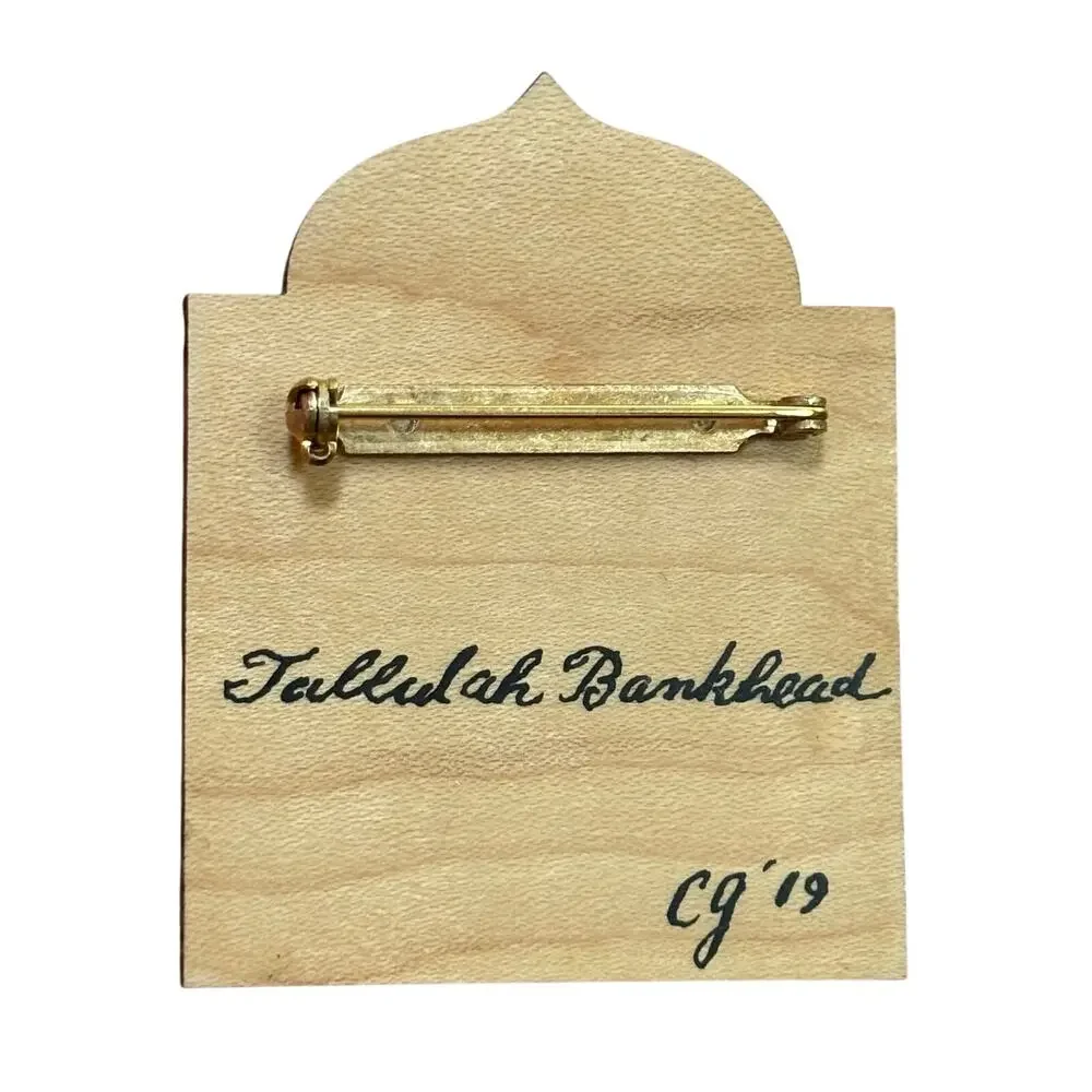 Tallulah Bankhead artisan made brooch handpainted on wood unique movie star